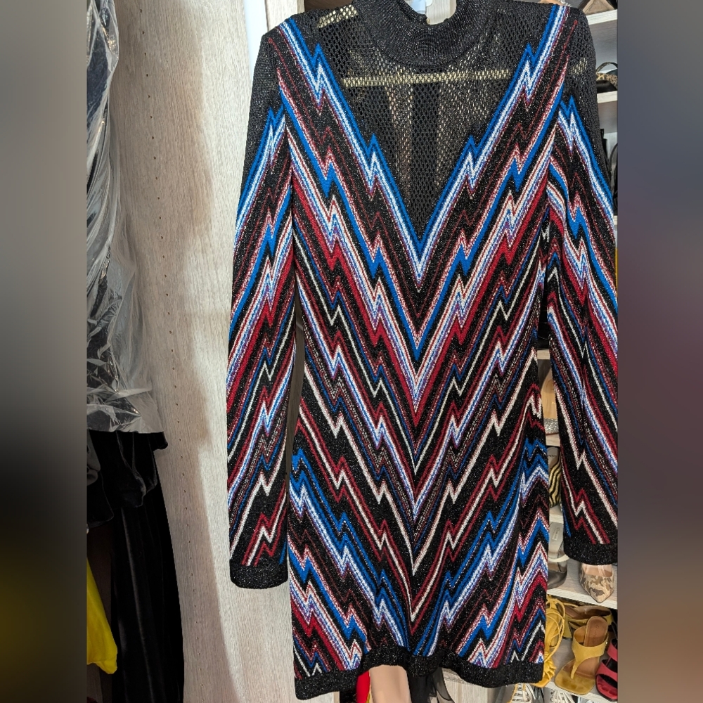 Balmain Lightning Woven Long Sleeve Dress